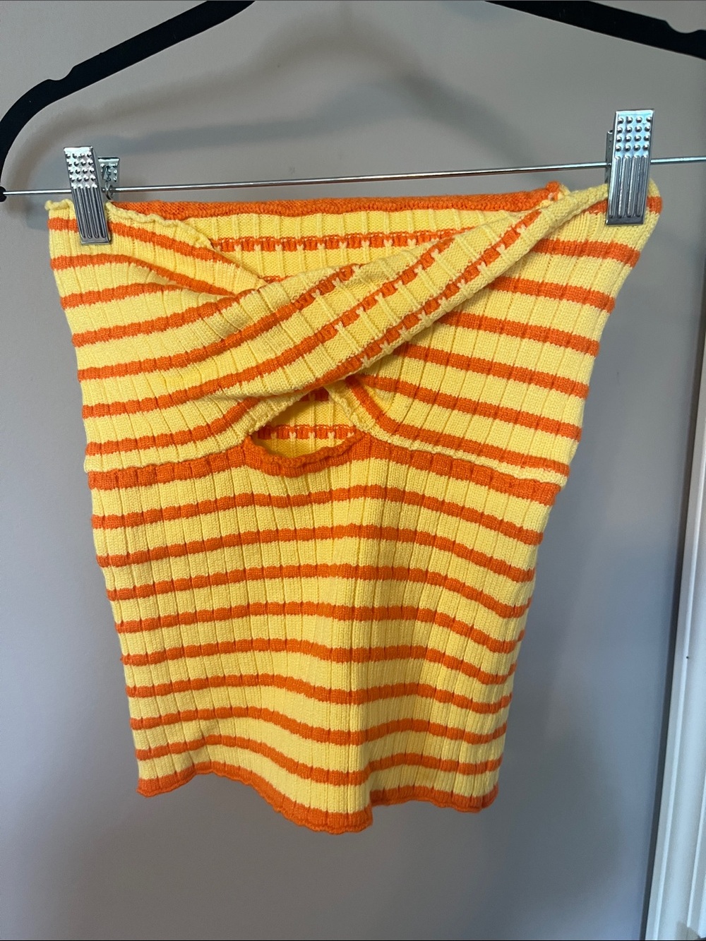 Yellow & Orange Striped Knit Tube Top